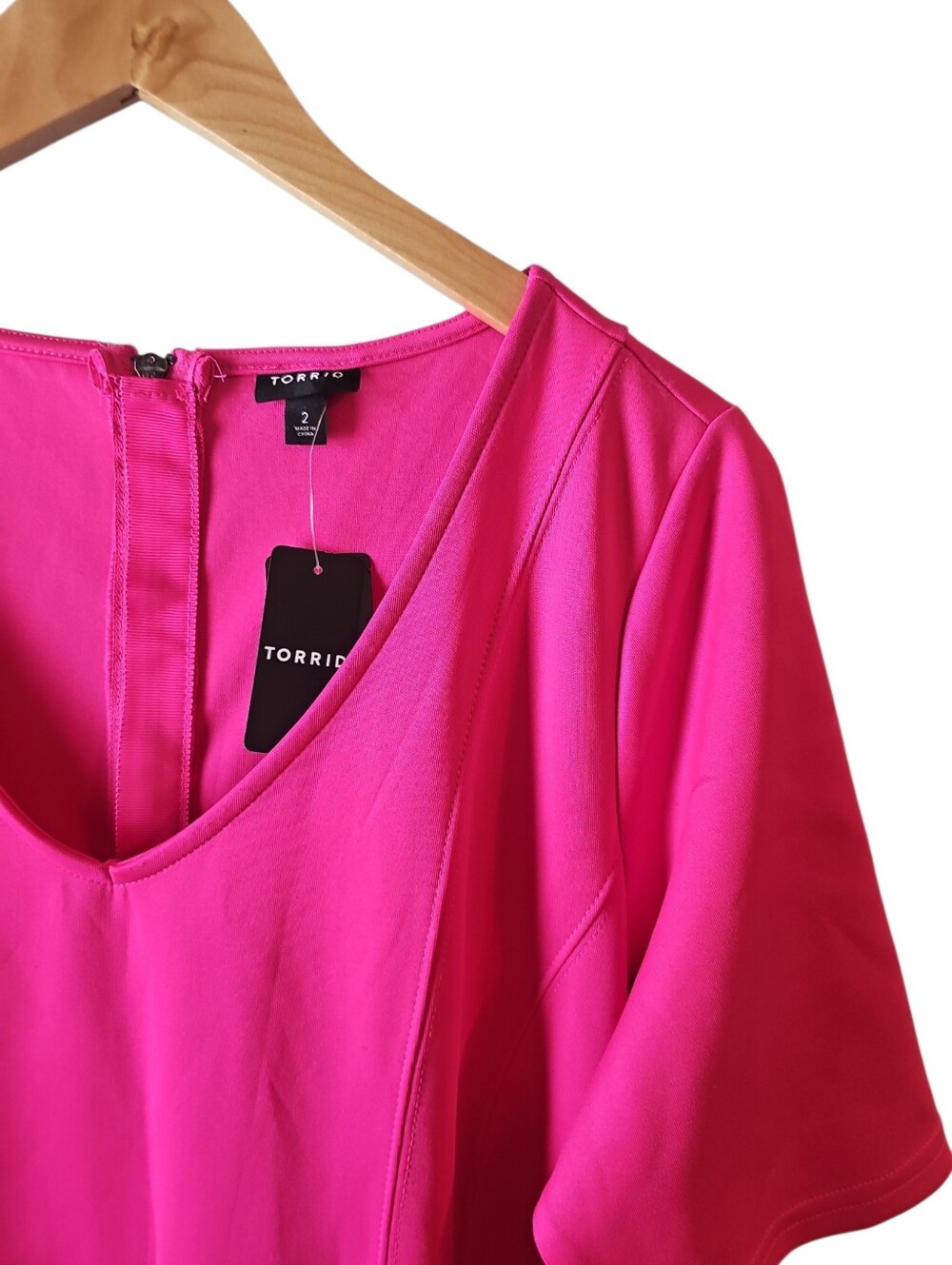 Torrid 2 Bright Hot Pink Fit-and-Flare Mini Scuba Fit N Flare Dress 2X New $80 - Picture 6 of 9